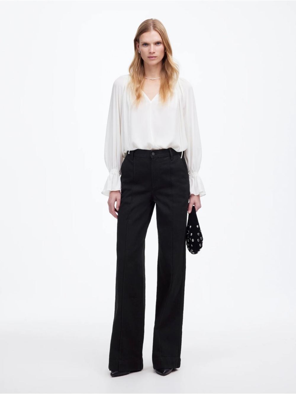 Madewell High-Rise Superwide-Leg Trouser Jeans in Black Rinse Size 27